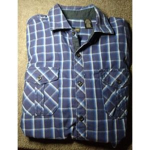 Michael Brandon Men's Button Up Shirt Long Sleeve Size Medium Plaid Blue/White
